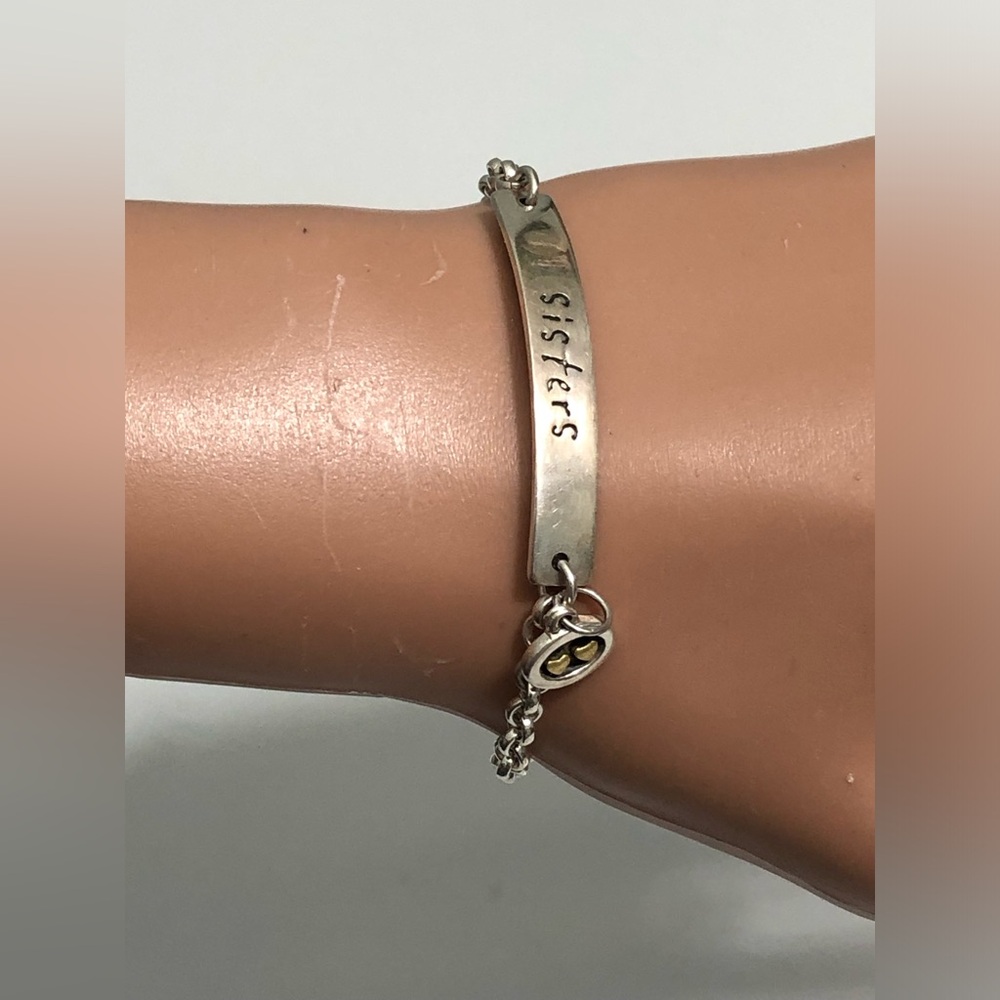 Vintage FAR FETCHED Sterling Silver / sisters  Link chain  Bracelet 6.5”